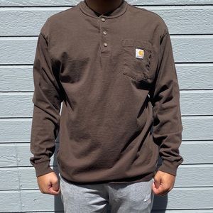 Brown Carhartt Quarter Button up long sleeve Tee